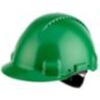 Safety helmet, Uvicator, ratchet adjustment, without ventilation, 440 V dielectric, plastic sweat band, green